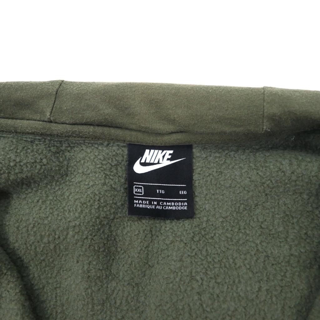 NIKE Half-Zip Hoodie Anorak Parka XXL Khaki Cotton NSW Club Fleece Half-Zip Hoodie BV2699-380