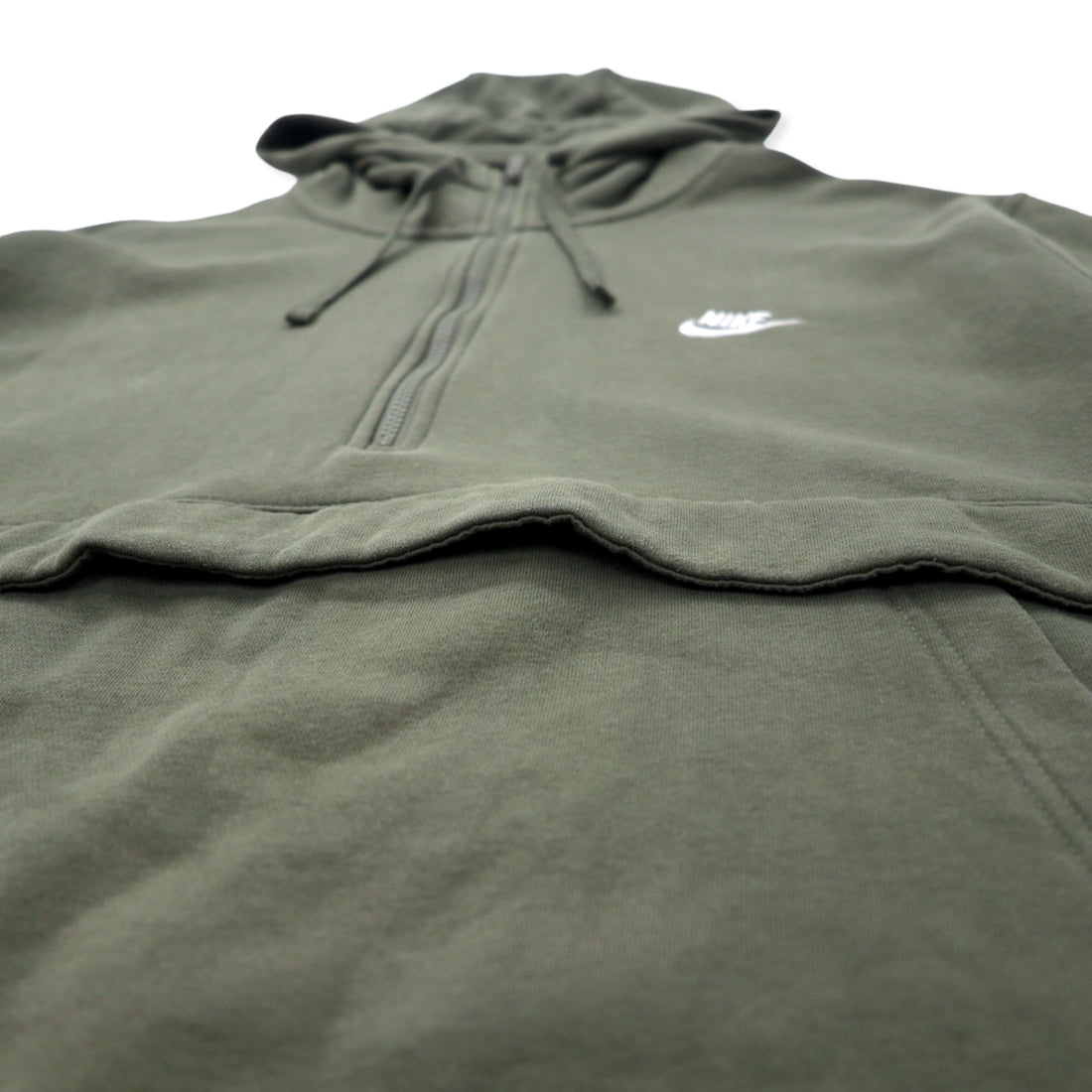 NIKE Half-Zip Hoodie Anorak Parka XXL Khaki Cotton NSW Club Fleece Half-Zip Hoodie BV2699-380