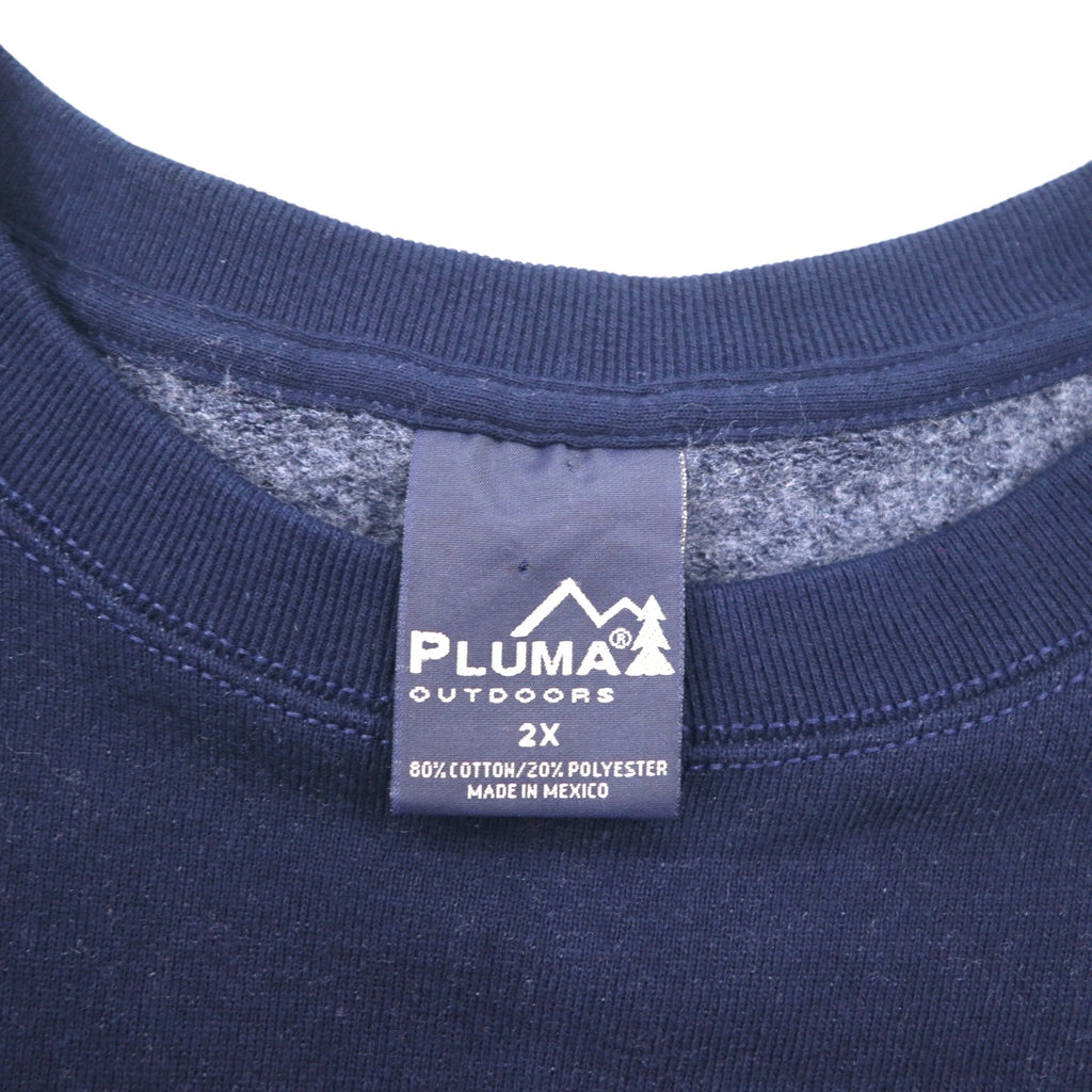 PLUMA OUTDOORS Blank Sweatshirt, Size 2XL, Navy, Solid Cotton with Brushed Lining, Made in Mexico