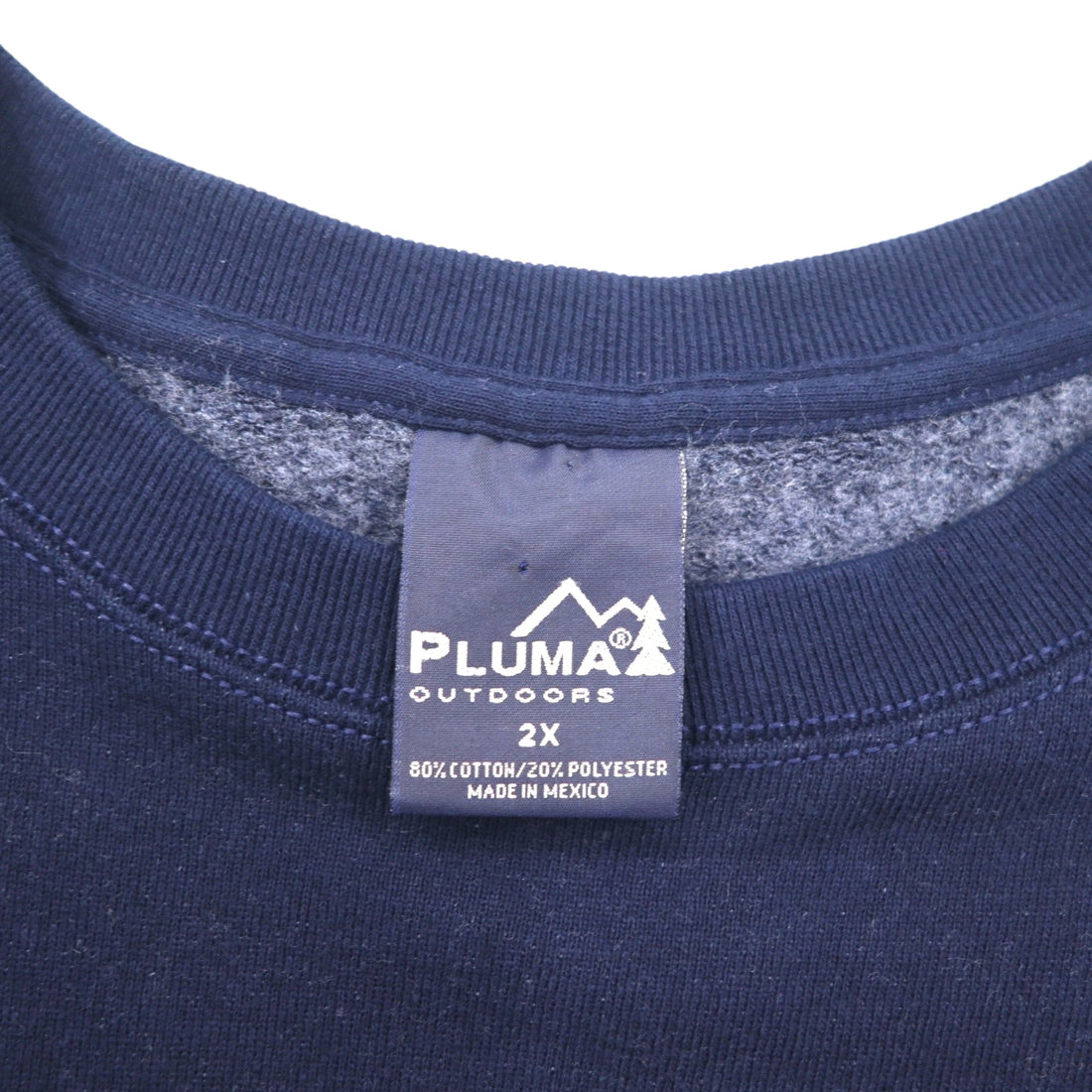 PLUMA OUTDOORS Blank Sweatshirt, Size 2XL, Navy, Solid Cotton with Brushed Lining, Made in Mexico