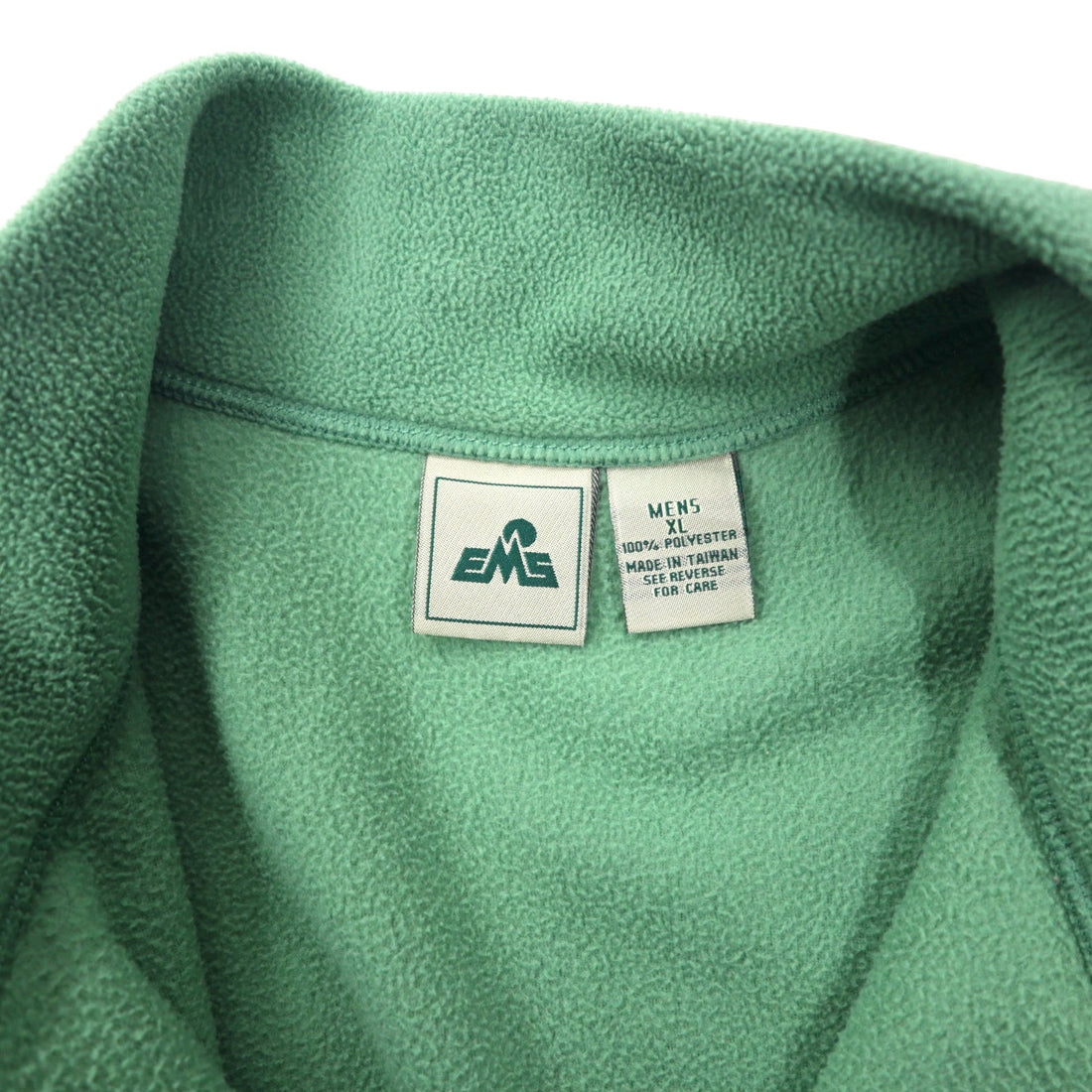 EMS Half Zip Fleece Jacket XL Green Polyester One Point Logo Embroidery Big Size