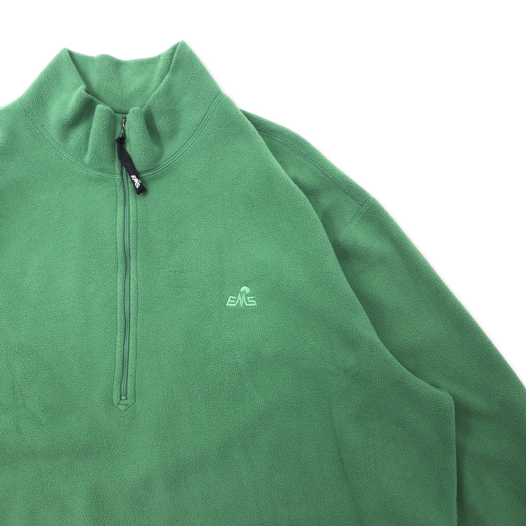 EMS Half Zip Fleece Jacket XL Green Polyester One Point Logo Embroidery Big Size