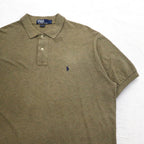 Polo by Ralph Lauren 90s Polo Shirt L Khaki Cotton Pique Small Pony Embroidery