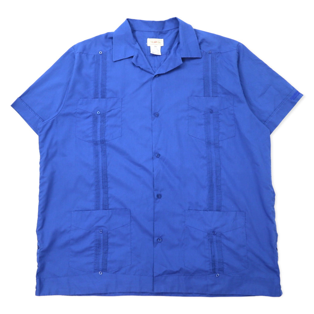 日本然リトテ-古着オンライン-90年代 MYCUBANSTORE キューバシャツ 2X ブルー コットン ビッグサイズ-90's MYCUBANSTORE Cuban Shirt 2X Blue Cotton Big Size