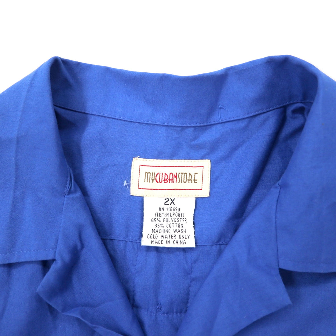 90s MYCUBANSTORE Cuban Shirt 2X Blue Cotton Big Size
