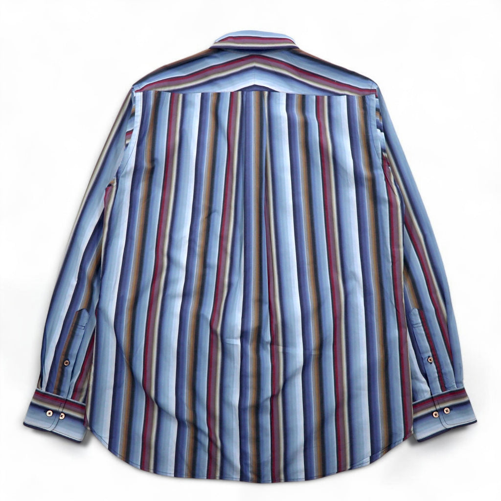 ZEPHYR (D'URBAN) Multi-stripe button-down shirt, XL, blue, Italian fabric