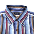 ZEPHYR (D'URBAN) Multi-stripe button-down shirt, XL, blue, Italian fabric