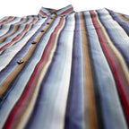 ZEPHYR (D'URBAN) Multi-stripe button-down shirt, XL, blue, Italian fabric