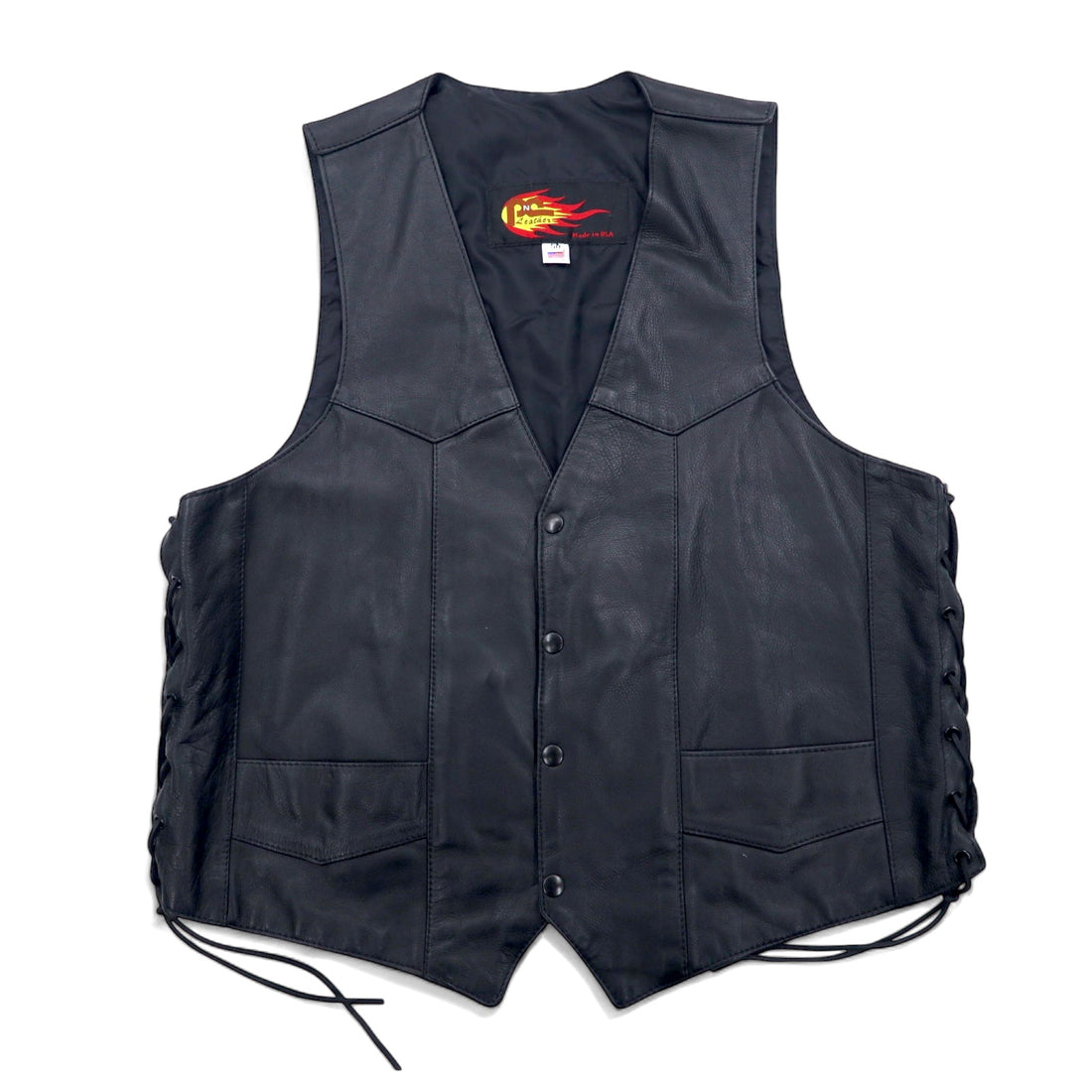 日本然リトテ-古着オンライン-USA製 90年代 PNC LEATHER レザーベスト バイカーベスト L ブラック レザー-USA Made 90's PNC LEATHER Vest Biker Vest L Black Leather