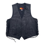 日本然リトテ-古着オンライン-USA製 90年代 PNC LEATHER レザーベスト バイカーベスト L ブラック レザー-USA Made 90's PNC LEATHER Vest Biker Vest L Black Leather