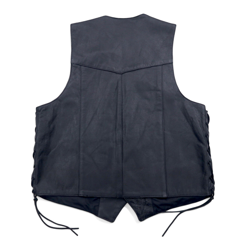 Made in USA 90s PNC LEATHER Leather Vest Biker Vest L Black Leather