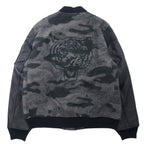 BOLINI BOLINI Sleeve Leather Stadium Jacket 48 Gray Black Camouflage Pattern Melton Wool Goat Leather Goat Leather Tiger Back Embroidery