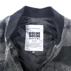 BOLINI BOLINI Sleeve Leather Stadium Jacket 48 Gray Black Camouflage Pattern Melton Wool Goat Leather Goat Leather Tiger Back Embroidery