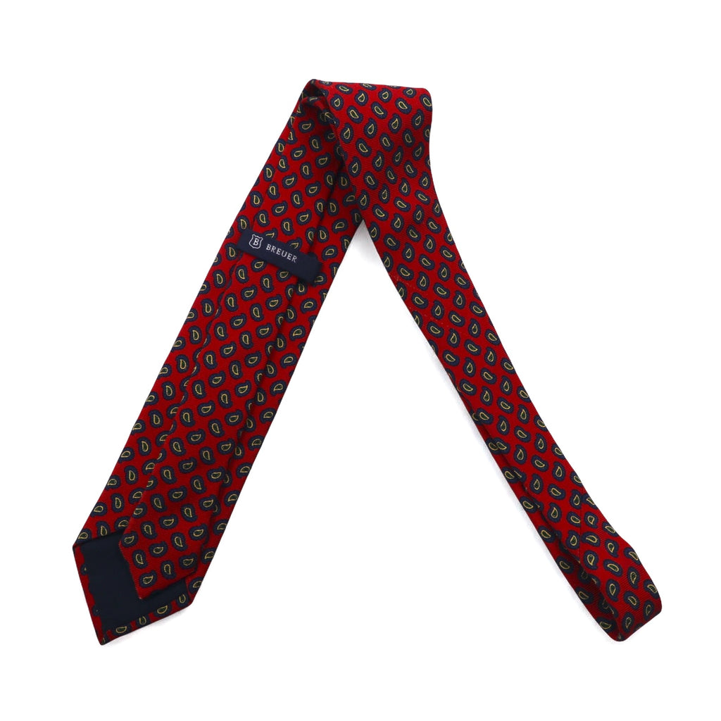 BREUER Made in Italy Necktie Red Silk Paisley Small Pattern All-over Print Available at SHIPS