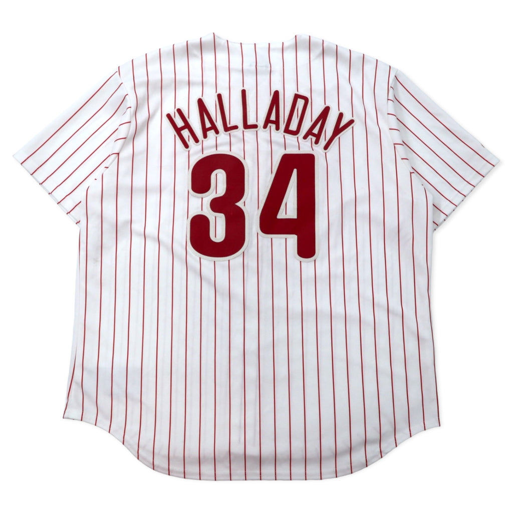 majestic baseball shirt XL white stripe polyester MLB Phillies numbering big size