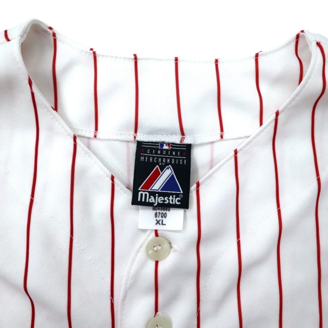majestic baseball shirt XL white stripe polyester MLB Phillies numbering big size