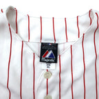 majestic baseball shirt XL white stripe polyester MLB Phillies numbering big size