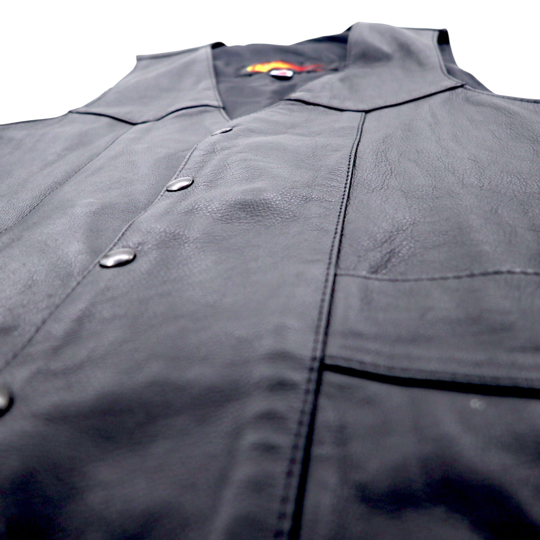 Made in USA 90s PNC LEATHER Leather Vest Biker Vest L Black Leather
