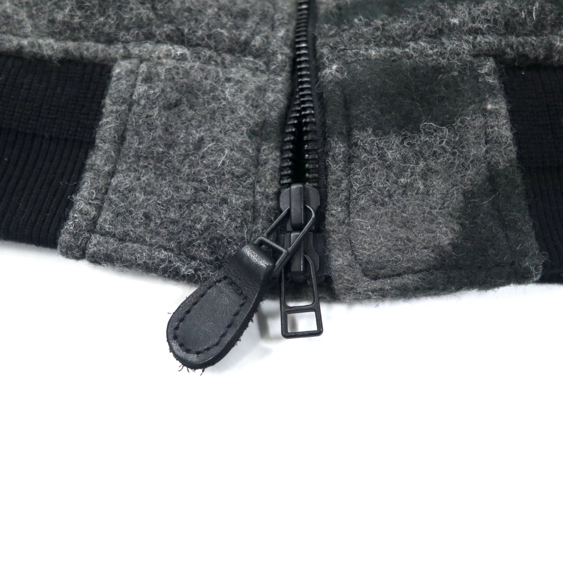 BOLINI BOLINI Sleeve Leather Stadium Jacket 48 Gray Black Camouflage Pattern Melton Wool Goat Leather Goat Leather Tiger Back Embroidery