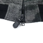 BOLINI BOLINI Sleeve Leather Stadium Jacket 48 Gray Black Camouflage Pattern Melton Wool Goat Leather Goat Leather Tiger Back Embroidery