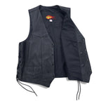 Made in USA 90s PNC LEATHER Leather Vest Biker Vest L Black Leather