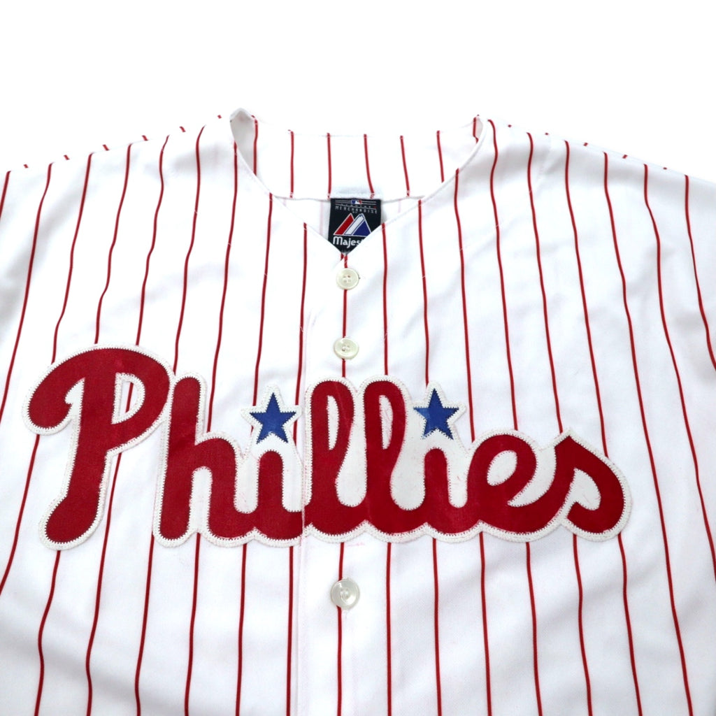 majestic baseball shirt XL white stripe polyester MLB Phillies numbering big size