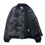 BOLINI BOLINI Sleeve Leather Stadium Jacket 48 Gray Black Camouflage Pattern Melton Wool Goat Leather Goat Leather Tiger Back Embroidery