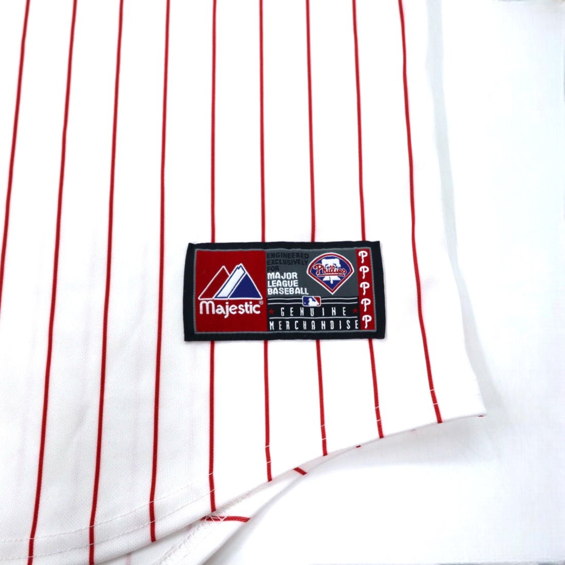 majestic baseball shirt XL white stripe polyester MLB Phillies numbering big size