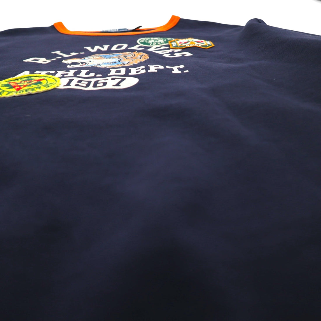 Polo by Ralph Lauren fleece graphic sweatshirt, size 2XL, navy, with brushed lining and patch. RLWOLVES ATHL. DEPT.