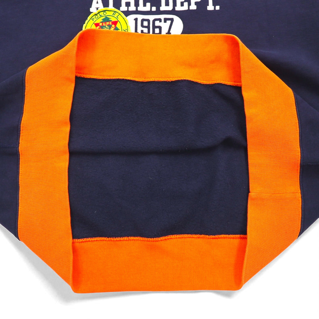 Polo by Ralph Lauren fleece graphic sweatshirt, size 2XL, navy, with brushed lining and patch. RLWOLVES ATHL. DEPT.