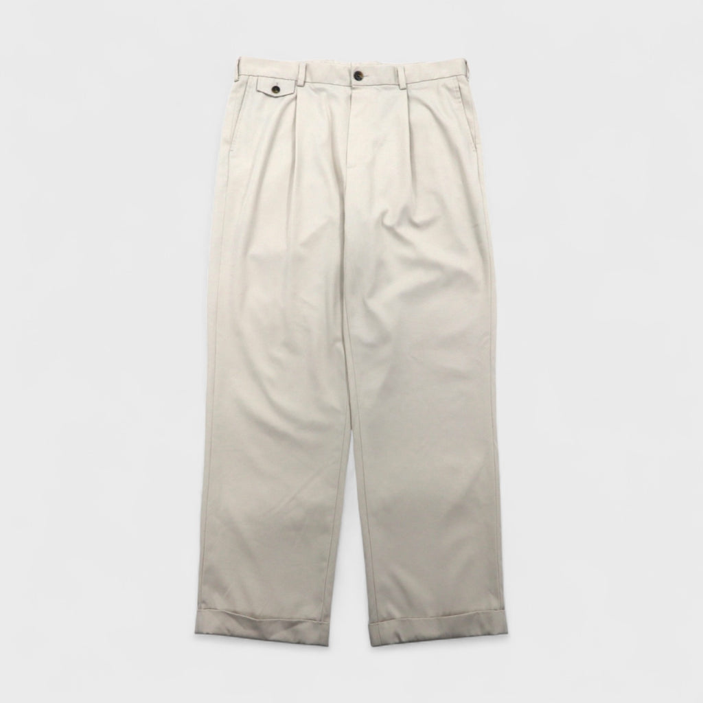 Brooks Brothers COUNTRY CLUB Tuck Wide Slacks, Size L, Beige, Polyester