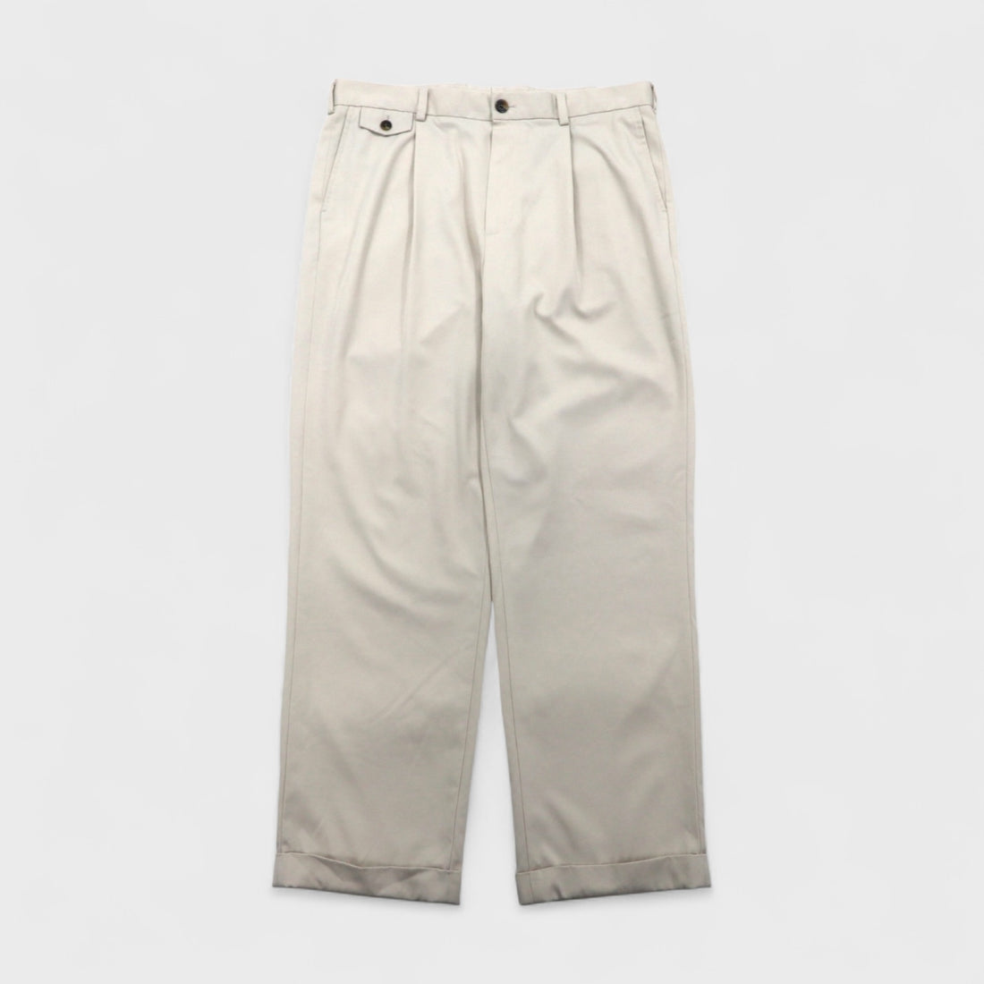 Brooks Brothers COUNTRY CLUB Tuck Wide Slacks, Size L, Beige, Polyester