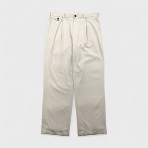 Brooks Brothers COUNTRY CLUB タック ワイド スラックスパンツ L ベージュ ポリエステル
