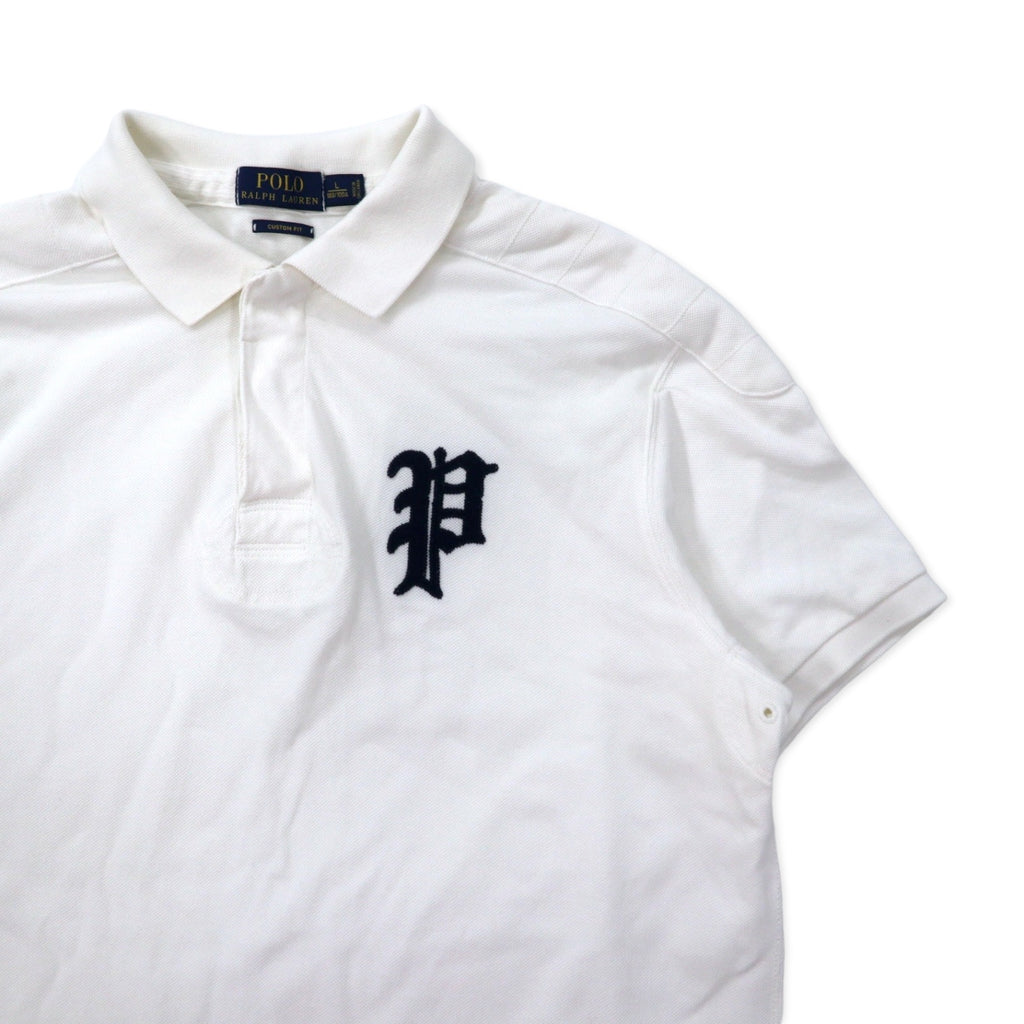 POLO RALPH LAUREN Polo shirt L White Cotton Pique CUSTOM FIT