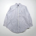 Ralph Lauren 90s Oxford Button-Down Shirt, XL, Blue with White Stripes and Small Pony Embroidery