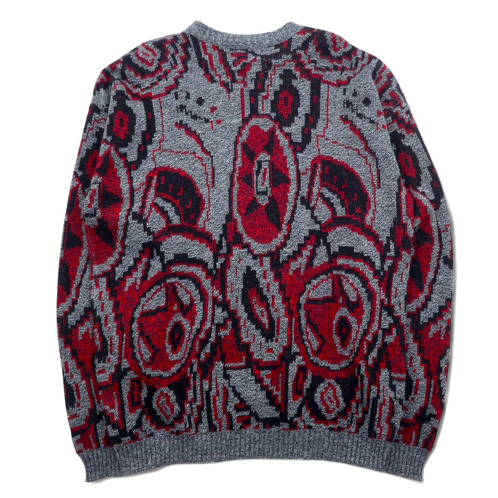 Made in USA 90s Le TIGRE all-over print acrylic knit sweater XXL grey red