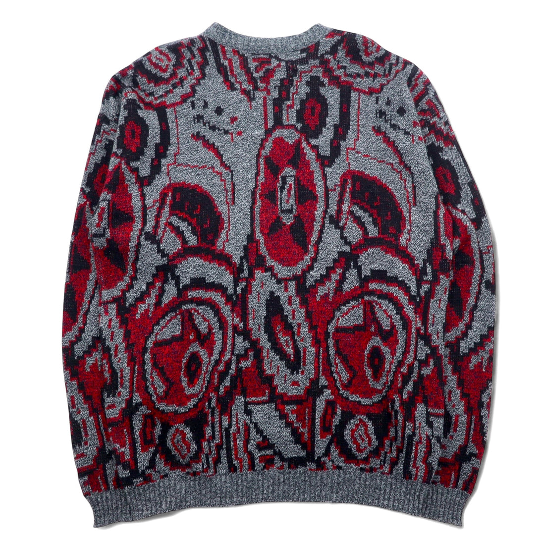 Made in USA 90s Le TIGRE all-over print acrylic knit sweater XXL grey red