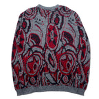 Made in USA 90s Le TIGRE all-over print acrylic knit sweater XXL grey red