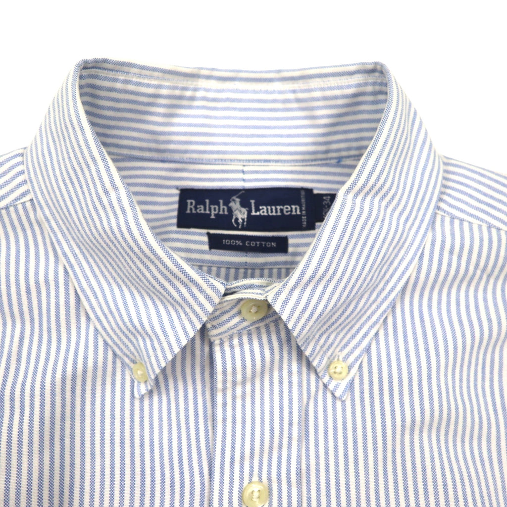 Ralph Lauren 90s Oxford Button-Down Shirt, XL, Blue with White Stripes and Small Pony Embroidery