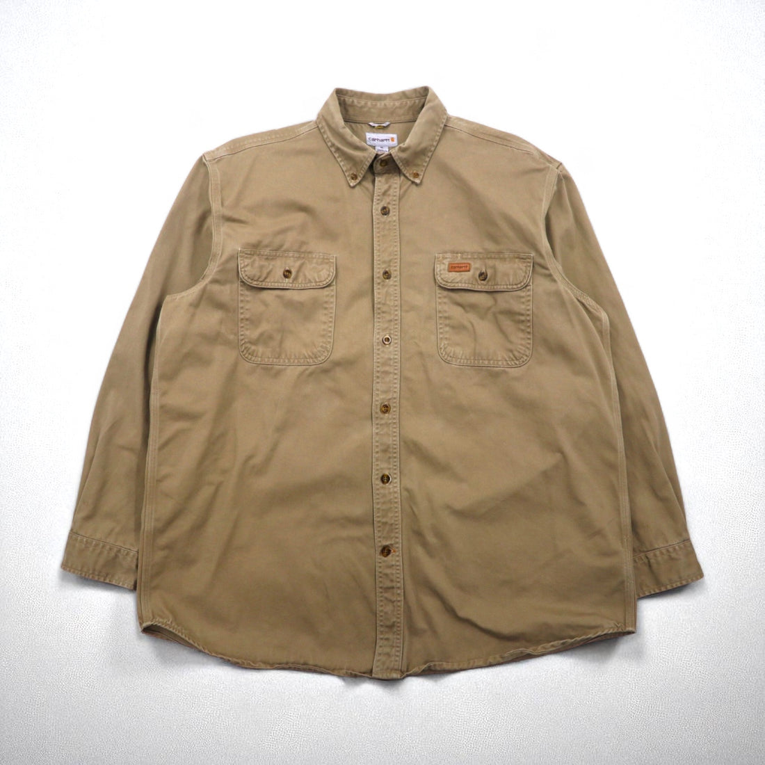 Carhartt OAKMAN S09 266 Button-Down Work Shirt, Size XL, Beige, Double Pocket