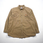 Carhartt OAKMAN S09 266 Button-Down Work Shirt, Size XL, Beige, Double Pocket