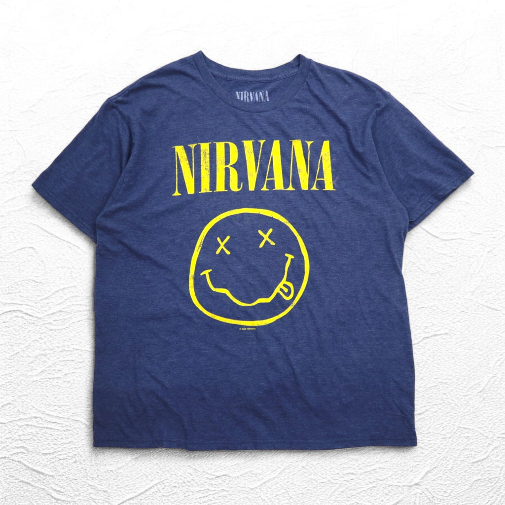 NIRVANA Nirvana Rock Band T-Shirt Band TL Navy Cotton Polyester Made in Mexico