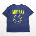 NIRVANA Nirvana Rock Band T-Shirt Band TL Navy Cotton Polyester Made in Mexico