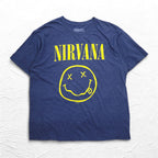 NIRVANA Nirvana Rock Band T-Shirt Band TL Navy Cotton Polyester Made in Mexico