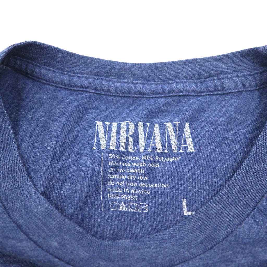 NIRVANA Nirvana Rock Band T-Shirt Band TL Navy Cotton Polyester Made in Mexico