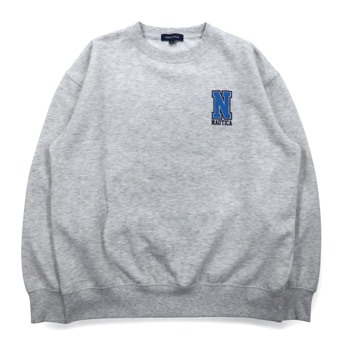 NAUTICA Print Sweatshirt M Grey Fleece Back Print SAILING