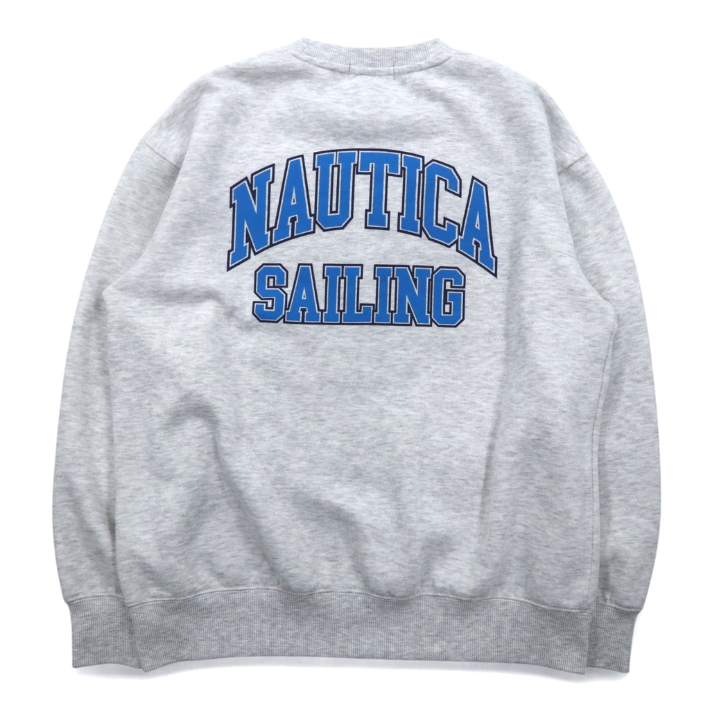 NAUTICA Print Sweatshirt M Grey Fleece Back Print SAILING