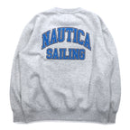 NAUTICA Print Sweatshirt M Grey Fleece Back Print SAILING