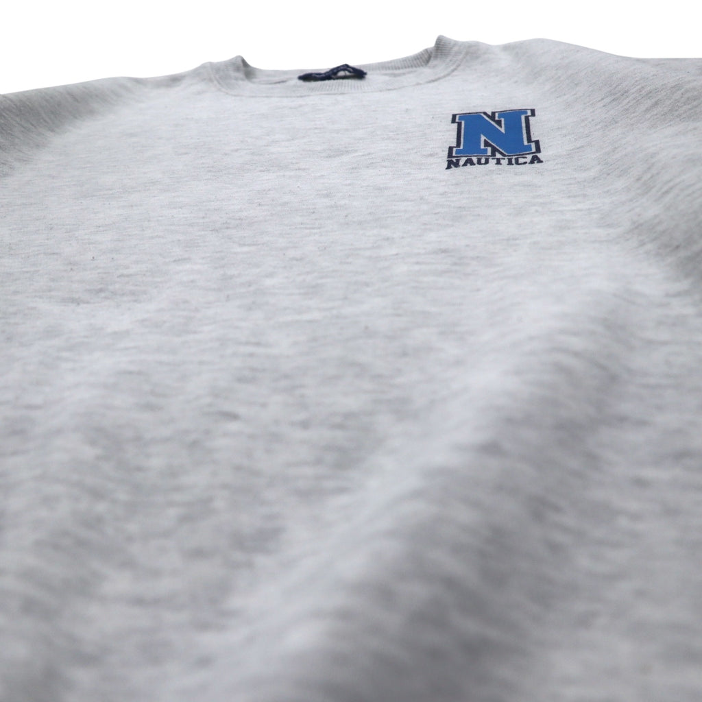 NAUTICA Print Sweatshirt M Grey Fleece Back Print SAILING