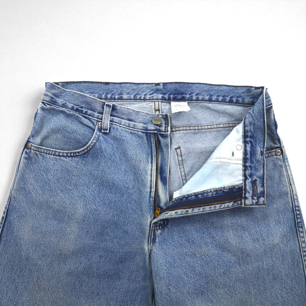 HARLEY DAVIDSON Relaxed Fit Tapered Denim Pants, Size L, Indigo, Zipper Fly, Leather Patch, Made in Mexico